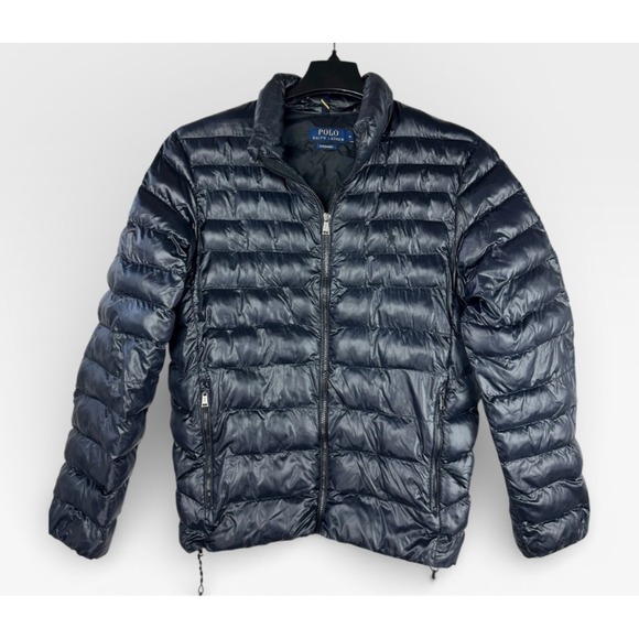 Polo Ralph Lauren The Colden Packable Glossed Jacket Dark Navy Mens Medium *Flaw - Picture 2 of 16